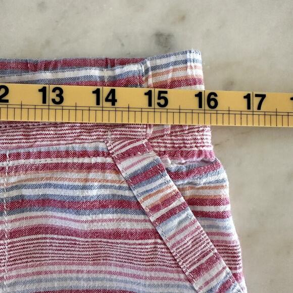 Talbots Linen Blend Striped Drawstring Shorts Size 8 Womens Coastal Resort Beach - Picture 6 of 7